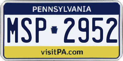 PA license plate MSP2952