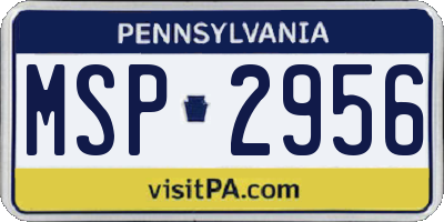 PA license plate MSP2956