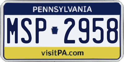 PA license plate MSP2958