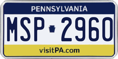 PA license plate MSP2960