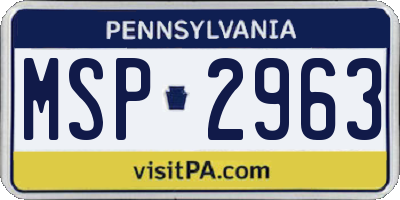 PA license plate MSP2963