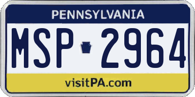 PA license plate MSP2964