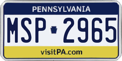 PA license plate MSP2965