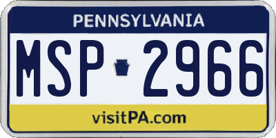 PA license plate MSP2966