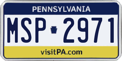PA license plate MSP2971