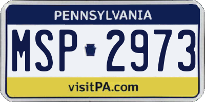 PA license plate MSP2973