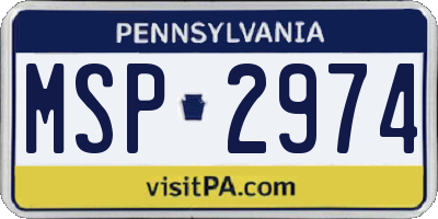 PA license plate MSP2974