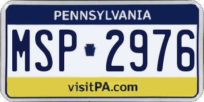 PA license plate MSP2976