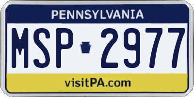 PA license plate MSP2977