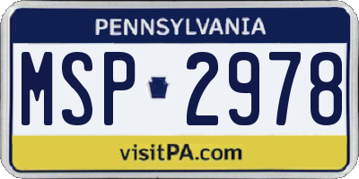 PA license plate MSP2978