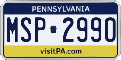 PA license plate MSP2990