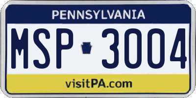 PA license plate MSP3004