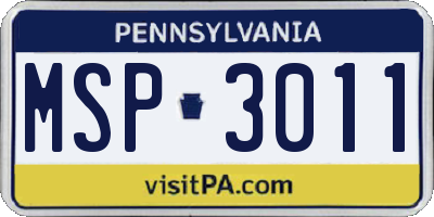 PA license plate MSP3011