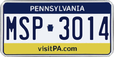 PA license plate MSP3014