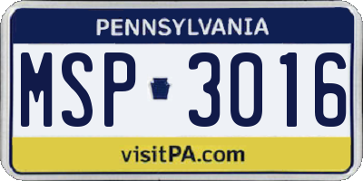 PA license plate MSP3016