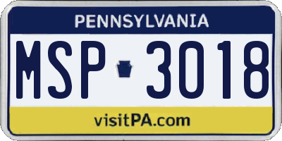 PA license plate MSP3018