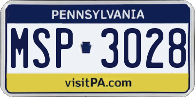PA license plate MSP3028