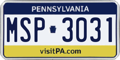 PA license plate MSP3031
