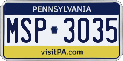 PA license plate MSP3035