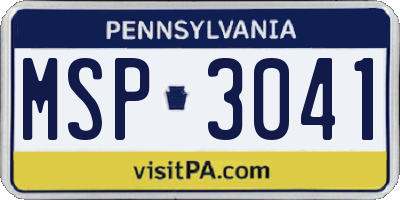 PA license plate MSP3041