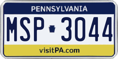 PA license plate MSP3044