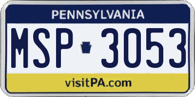 PA license plate MSP3053