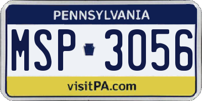 PA license plate MSP3056