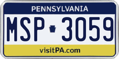 PA license plate MSP3059