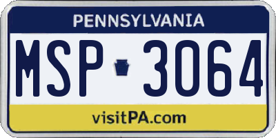 PA license plate MSP3064