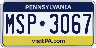 PA license plate MSP3067