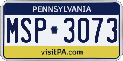 PA license plate MSP3073