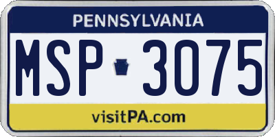 PA license plate MSP3075