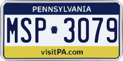 PA license plate MSP3079