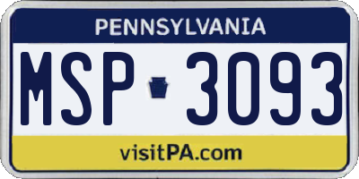 PA license plate MSP3093
