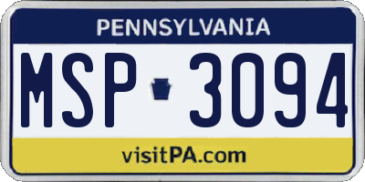 PA license plate MSP3094