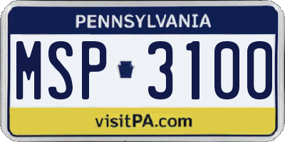 PA license plate MSP3100