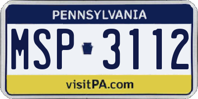 PA license plate MSP3112