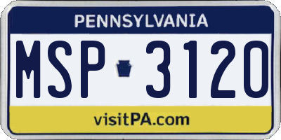 PA license plate MSP3120