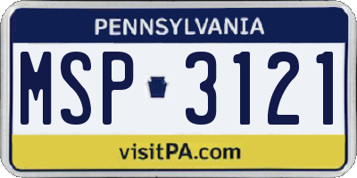 PA license plate MSP3121