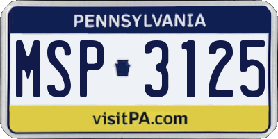 PA license plate MSP3125