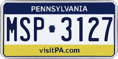 PA license plate MSP3127