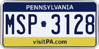 PA license plate MSP3128