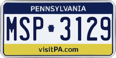 PA license plate MSP3129