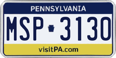 PA license plate MSP3130