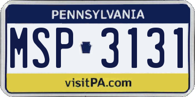PA license plate MSP3131