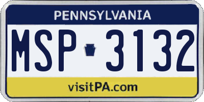 PA license plate MSP3132