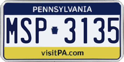 PA license plate MSP3135