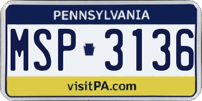PA license plate MSP3136