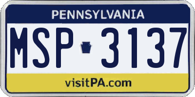 PA license plate MSP3137