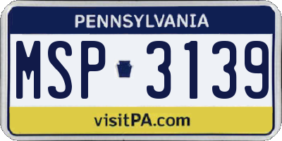 PA license plate MSP3139